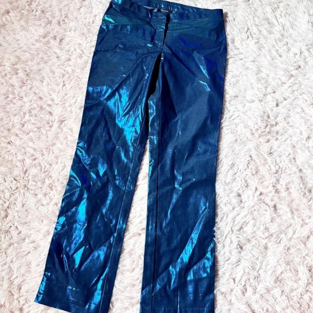 Metallic Iridescent Rave Retro Statement Pants Womens 1/2 Maximalist Shimmer